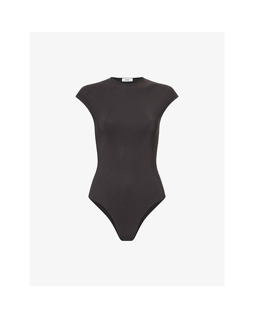 Agolde Black Agata Short-Sleeve Stretch-Jersey Bodysuit
