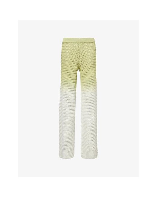 Daily Paper Green Adaeze -pattern Cotton-blend Knitted Trousers