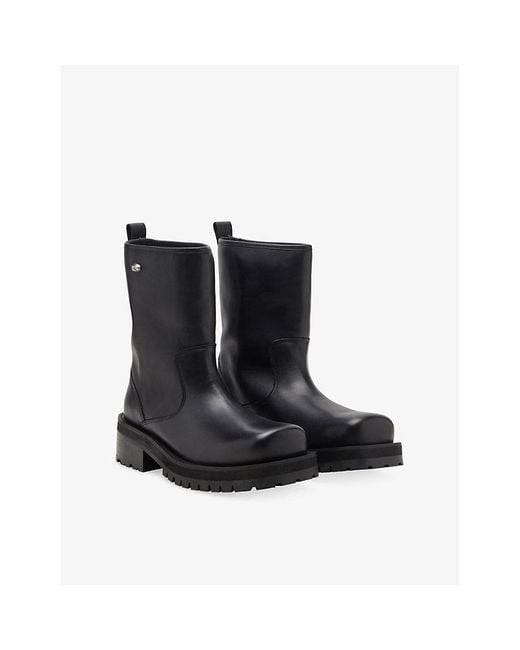 DIESEL Black D-Texan Leather Boots for men