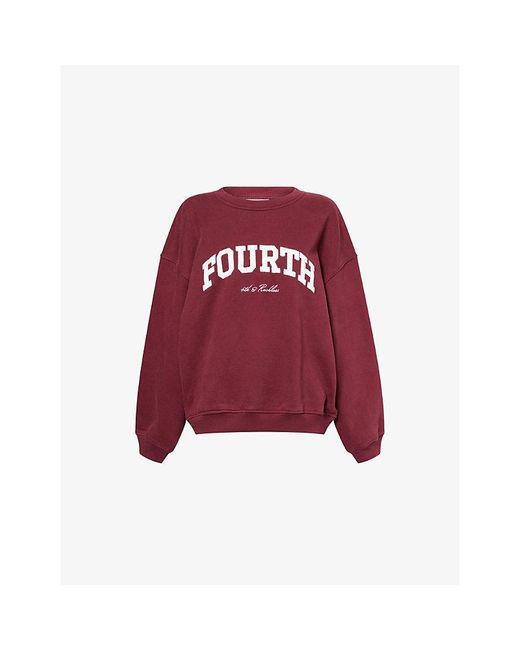 4th & Reckless Red Trey Oversized Cotton-Jersey Sweatshirt