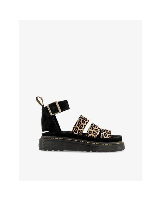 Dr. Martens Black Clarissa 2 Quad Leather Platform Sandals