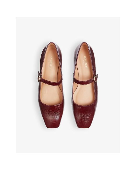 L.K.Bennett Red Willow Buckled Patent-Leather Mary Jane Flats