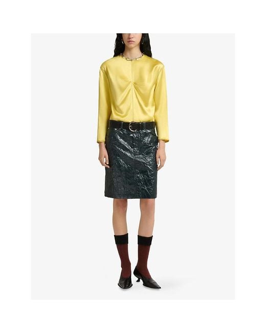 Marni Green Crinkled Taffeta Mini Skirt