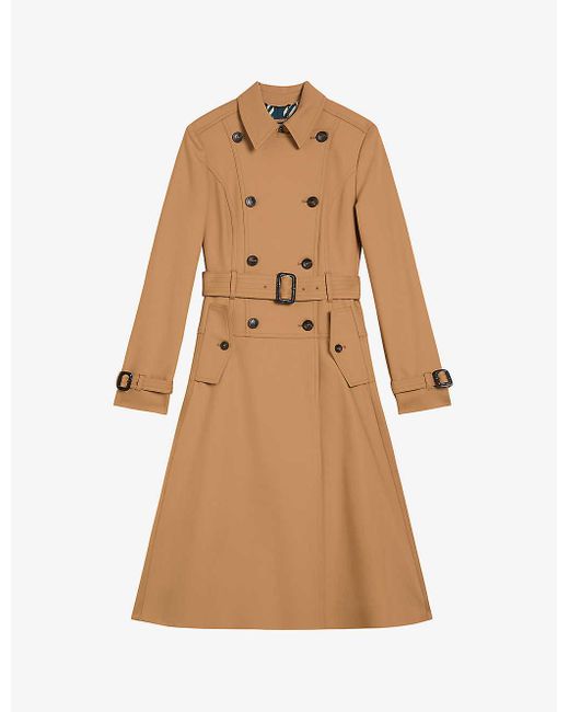 Ted Baker Natural Mayiah Double-breasted Full-skirt Stretch-cotton Trench Coat