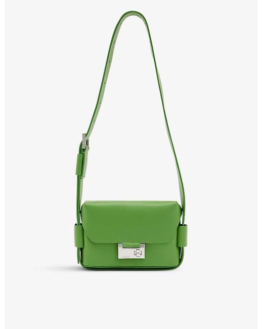 AllSaints Frankie Logo-embossed Leather Cross-body Bag in Green | Lyst ...