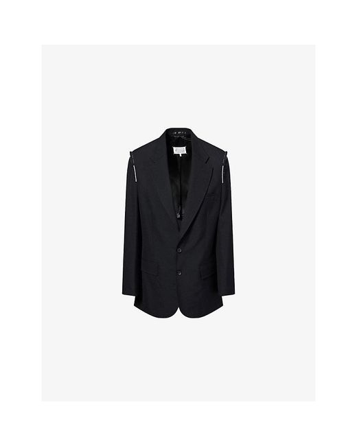 Maison Margiela Black Raw-Edge Single-Breasted Wool Blazer