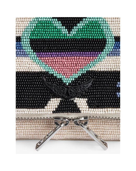Zadig & Voltaire Rock Heart And Arrow-beaded Leather Clutch Bag in Blue |  Lyst