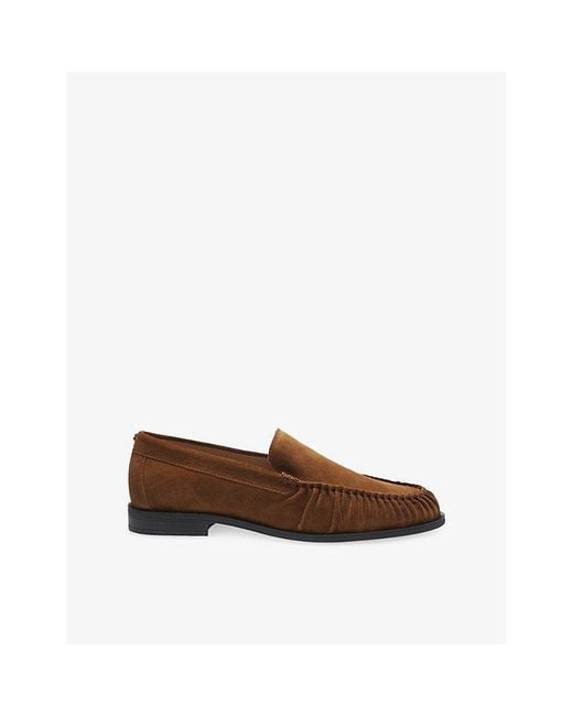 Boss Brown Ruched Suede Moccasins