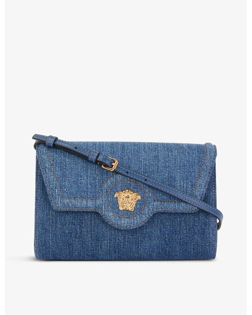 Versace La Medusa Denim Crossbody Bag in Blue Lyst UK