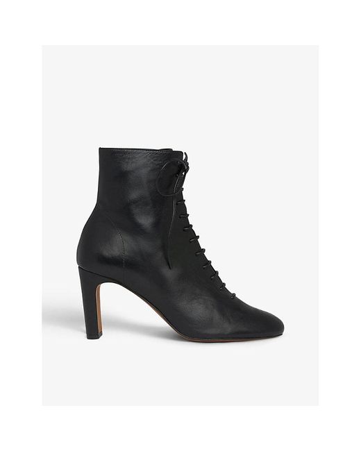 Whistles Black Dahlia Leather Lace-up Boots