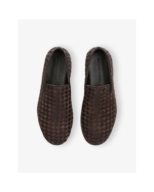 Bottega Veneta Brown Sunday Intrecciato Leather Slippers for men