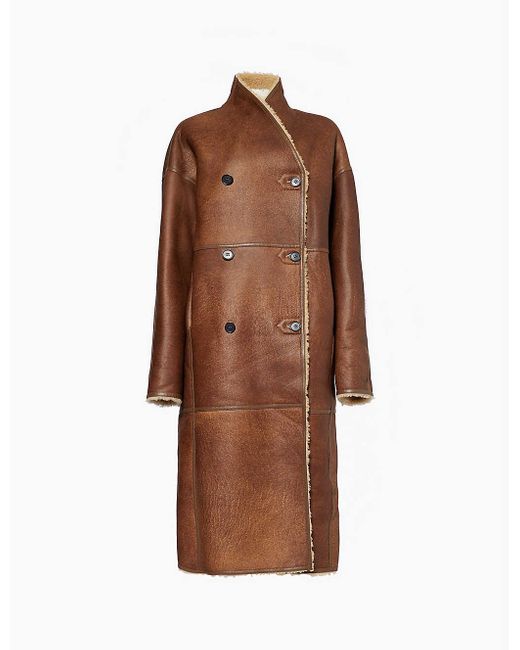 Anne Vest Brown Serena Shearling-lined Leather Coat