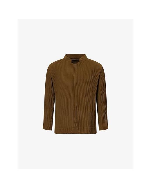 Homme Plissé Issey Miyake Green Tuxedo Pleats Knitted Jacket for men
