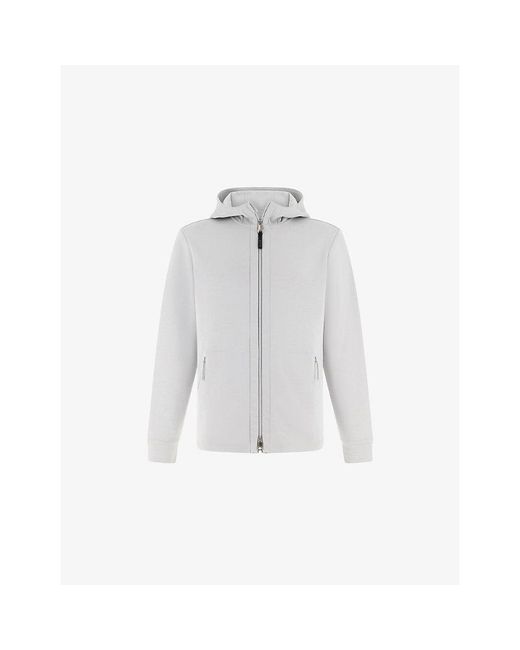 Boggi White Scuba Regular-Fit Stretch Cotton-Blend Hoody for men