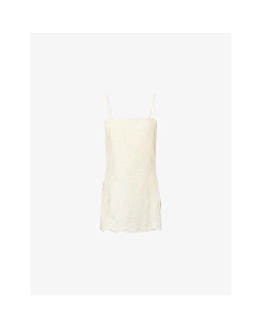 Dissh White Cordelia Embroidered Ramie Camisole Top