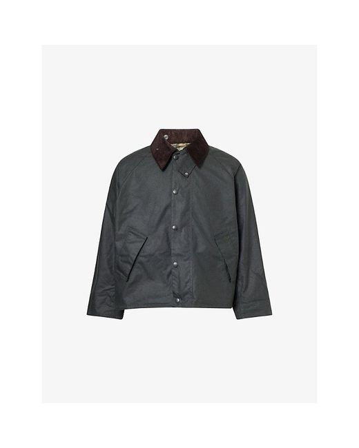 Barbour Black Modified Transport Check-Lined Waxed-Cotton Jacket for men