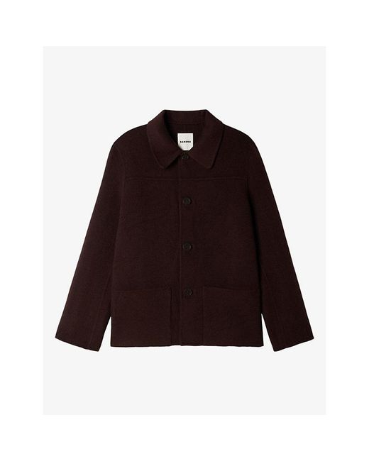 Sandro Purple Side-Pocket Wool-Blend Worker Jacket for men