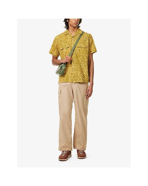 Beams Plus Yellow Batik Graphic-print Cotton Shirt for men