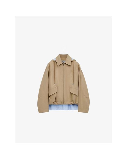 Loewe Natural Striped Lining Slit-Back Hooded Jacket