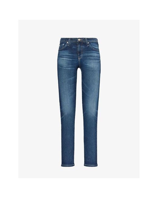 AG Jeans Blue Prima Mid-rise Slim-fit Stretch-denim Jeans