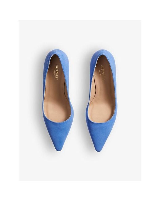 L.K.Bennett Blue Ava Kitten-heel Suede Court Shoes