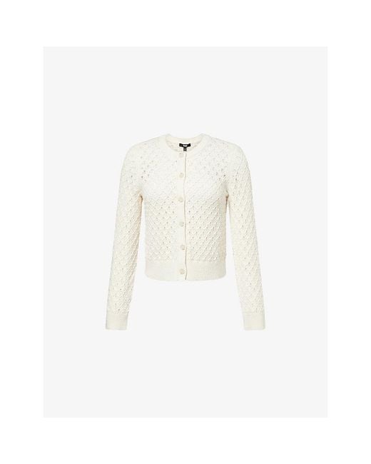 PAIGE White Colma Pointelle Cotton-Knit Cardigan