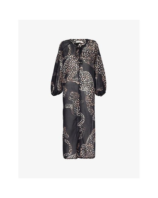 Desmond & Dempsey Black Dorothea Relaxed-Fit Linen Kaftan