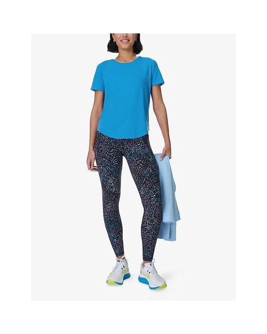 Sweaty Betty Blue Breathe Easy Running Short-Sleeve Stretch-Woven T-Shirt