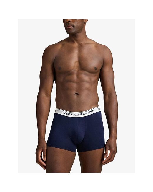 Polo Ralph Lauren Blue Classic Pack Of Three Cotton-Blend Trunks for men