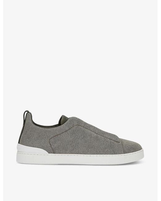 Zegna Gray Triple Stitch Low-top Cotton Trainers for men