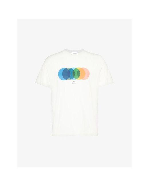 PS by Paul Smith Blue Circles Graphic-print Cotton-jersey T-shirt for men