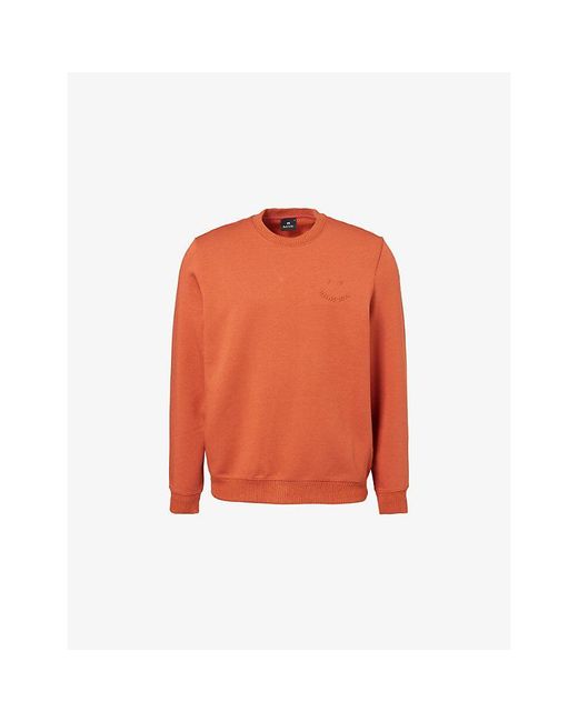 Paul Smith Orange Logo-Embossed Relaxed-Fit Cotton-Blend Sweatshirt for men