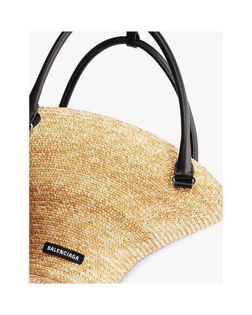 balenciaga-beach-mini-straw-tote-bag-in-metallic-lyst