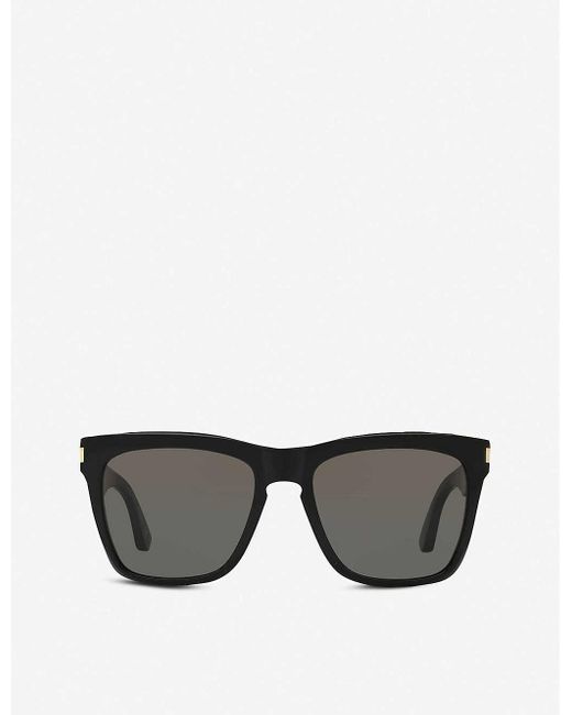 Saint Laurent Black Sl137 Rectangle Sunglasses - Men's/women's