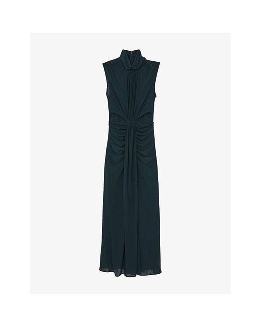 Reiss Blue Daniella Sleeveless Stretch-Woven Maxi Dress
