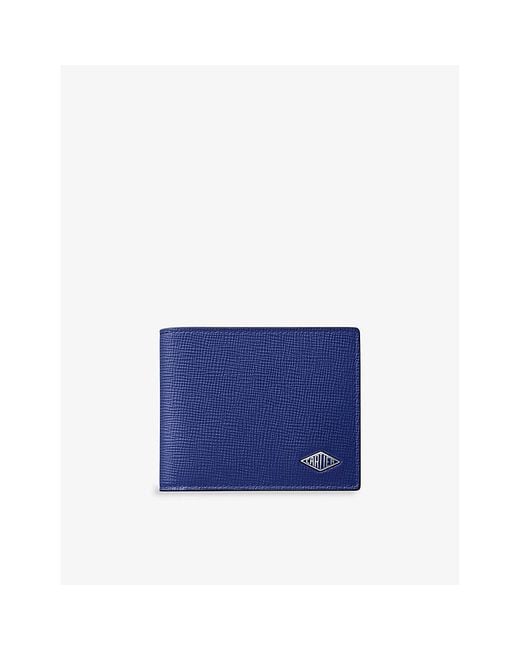 Cartier Blue Losange Logo-Plaque Grained Leather And Palladium Wallet for men
