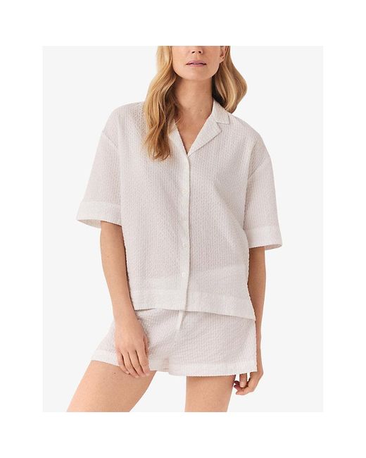 The White Company White The Company Relaxed-fit Short-sleeve Seersucker Cotton Pyjama Set