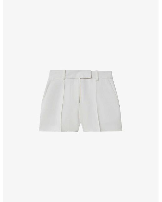 Reiss White Sienna High-rise Wide-leg Crepe Shorts