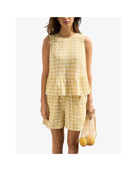 Ro&zo Natural Cheesecloth-Check Cotton And Linen-Blend Shorts