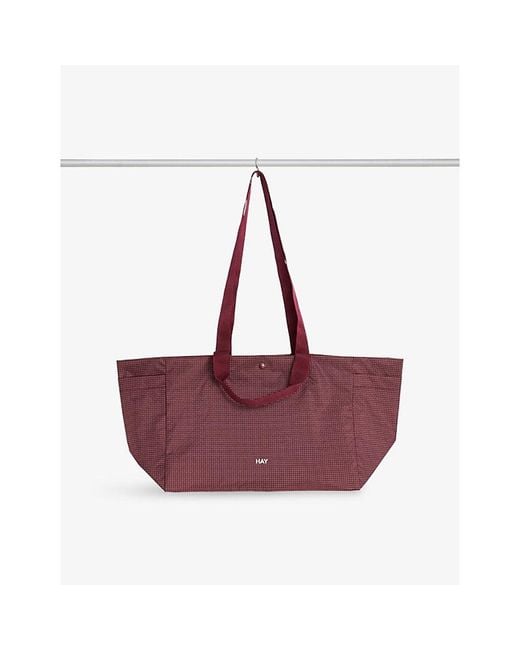 Hay Red Grid Everyday Mini Woven Tote Bag
