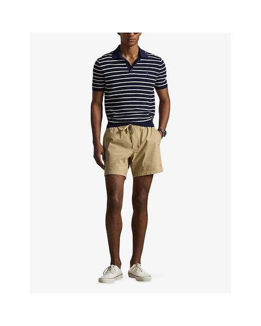 Polo Ralph Lauren Natural Logo-Embroidered Seersucker Cotton-Blend Shorts for men