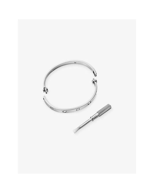 Cartier White Love Classic Brushed 18Ct- And 0.42Ct Diamond Bracelet
