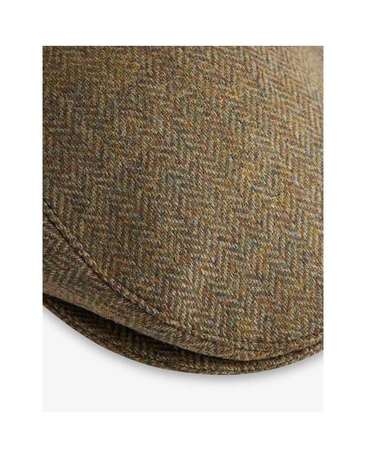 Dents Brown Manorbrook Herringbone Tweed Cap for men