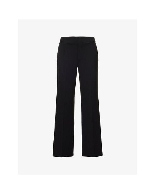 Spanx Black The Perfect Pant Mid-Rise Wide-Leg Rayon-Blend Trousers