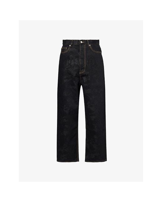 A Bathing Ape Black Brand-Embroidered Wide-Leg Regular-Fit Denim Jeans for men
