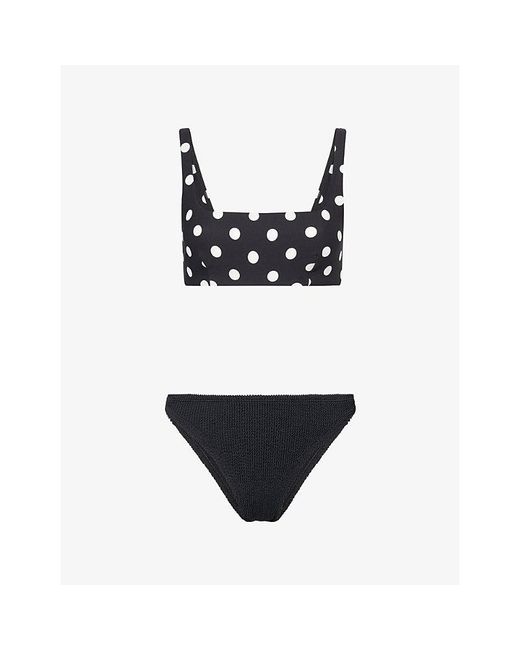 Hunza G Black Colette Polka Dot Bikini Set