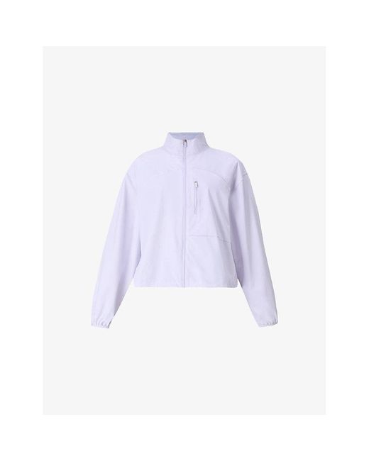 Sweaty Betty Purple Training Funnel-Neck Stretch-Woven Shell Jacket
