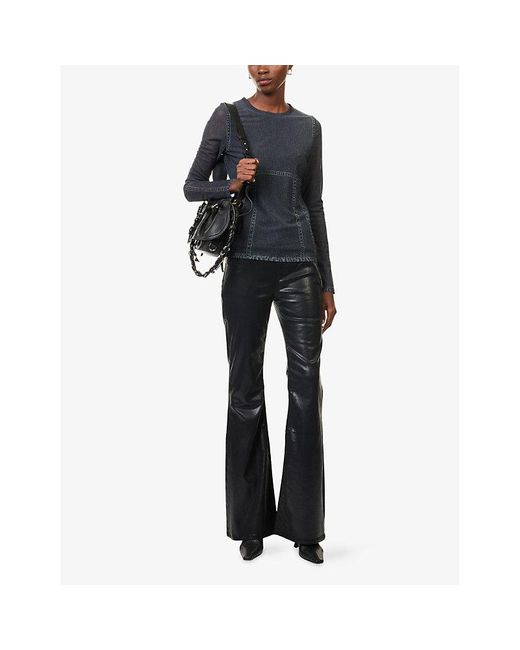 Rag & Bone Black Dahlia Flexi Flared Coated-Denim Trousers