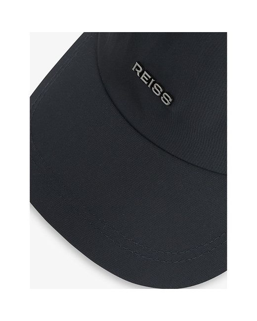 Reiss Blue Emery Logo-Plaque Woven Baseball Cap for men