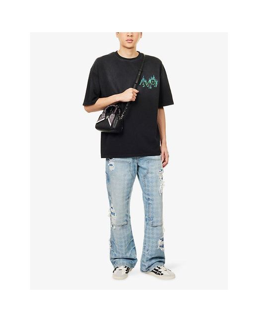Amiri Black Flames Oversized Cotton-Jersey T-Shirt for men